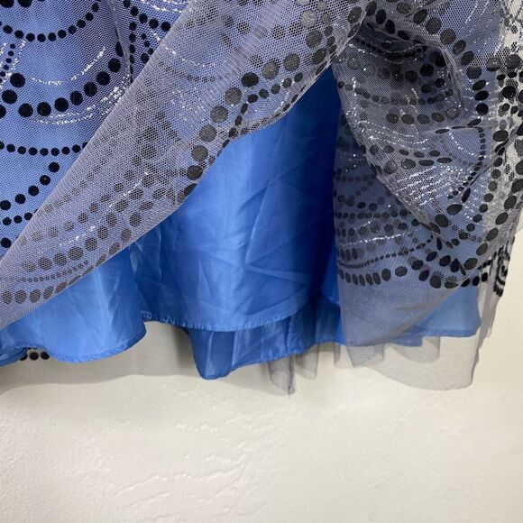 Reign On Blue & Black Dot Circle Pattern Tulle Strapless Formal Mini Dress 13/14 - Picture 3 of 7